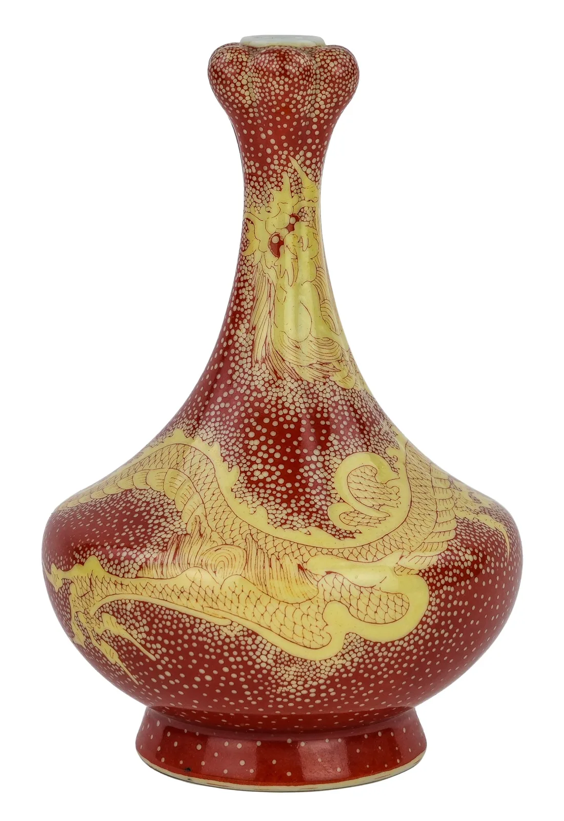 Small Japanese Kozan Iron Red Porcelain Vase