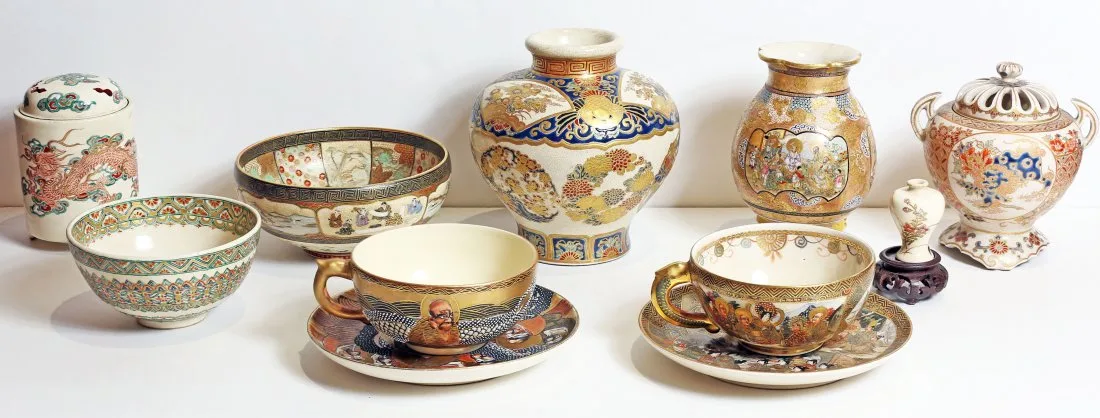 GROUP OF EIGHT WORKS OF SATSUMA