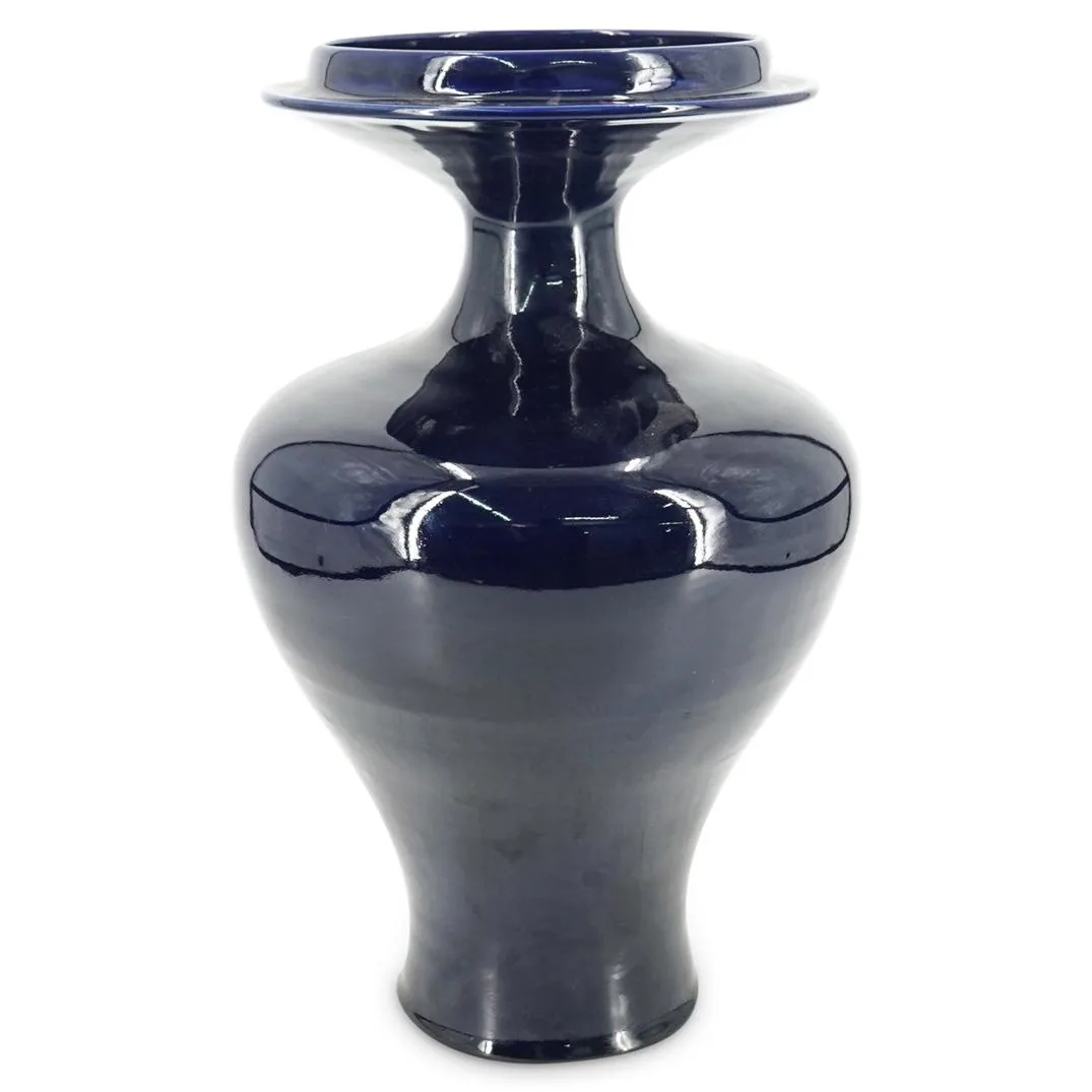 Attrib. To Miyagawa Kozan Japanese Blue Glazed Vase